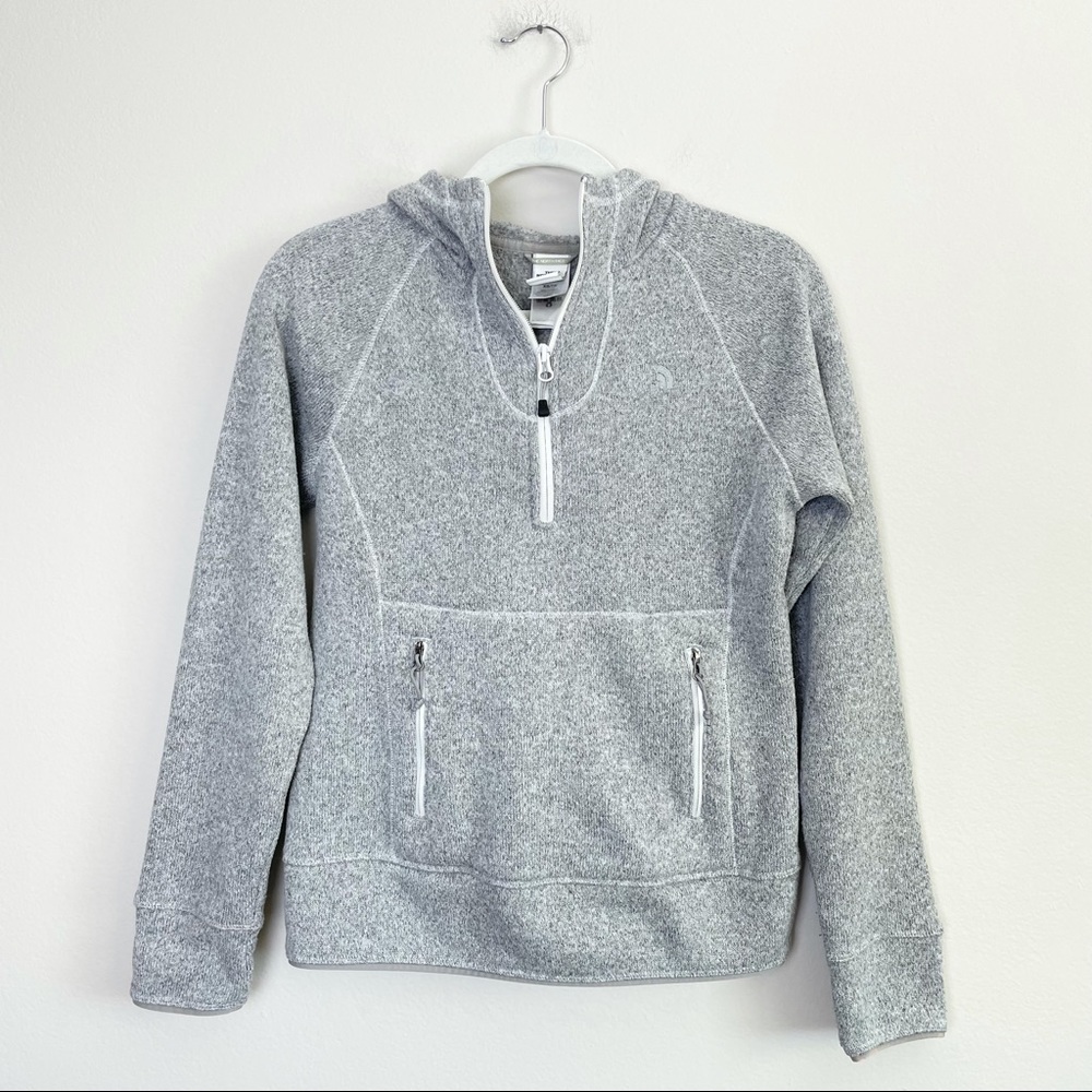 The North Face Gray Marbled 1/4 Zip Hoodie Pullover Sweater Size XS